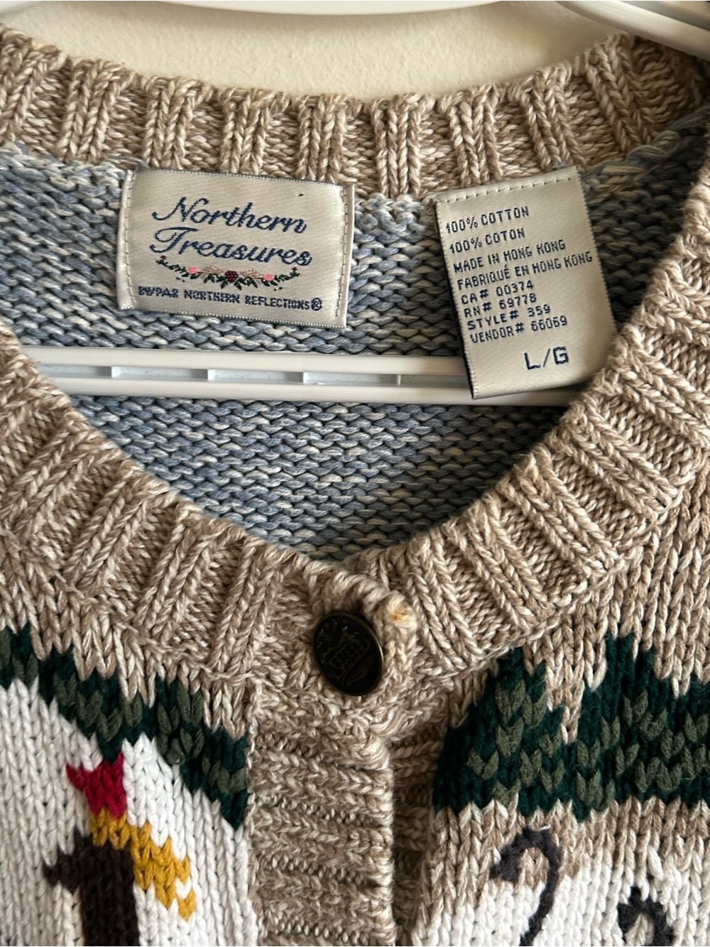 Vintage Northern Treasures knit cardigan Nordic Ski scene, Northern Reflections - Picture 4 of 7
